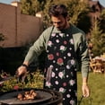 thumbnail image 4 of Pioneer Flower Floral Print Pattern Cotton Linen Apron with Pockets, Waterproof Adjustable, 33x27 Inch for Kitchen, Gardening, BBQ, Salon, 4 of 6