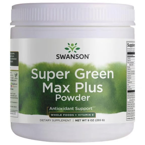 Swanson Vitamins Super Green Max Plus Powder - Whole Foods   Vitamin E 9 oz Powder