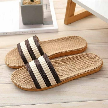 

Women Indoor House Slippers Summer Linen Silent Sweat Absorption Slides Flip Flops Female Flax Belt Bedroom Home Casual Shoes