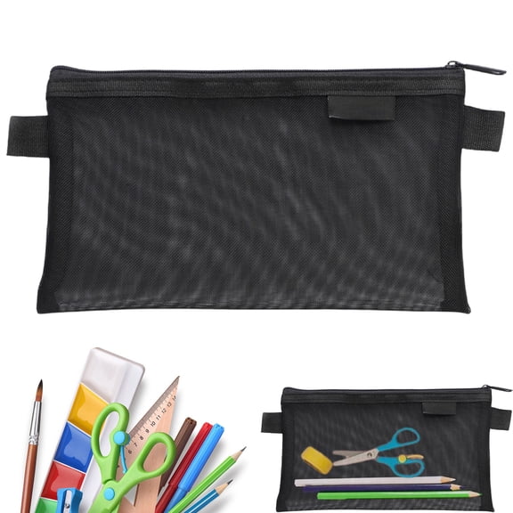 Large Capacity Zipper Mesh Pencil Pouch, 4.7"x8" Pencil Bag Pouch Pen Case, Clear Stationery Organizer Mesh Zipper Pouch Bags for Office College Travel Exam Supplies, By Preplabs