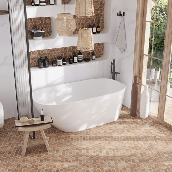 Lucenza 12x12 in. Taupe Matte Recycled Glass Hexagon Mosaic Wall and Floor Tile (5.28 sq ft/case, 6-Pack)