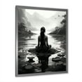thumbnail image 2 of Designart "Meditative Woman in Lotus Pose during Yoga I" Spiritual Framed Wall Art - Global Grey Meditation Entryway Framed Wall Art, 2 of 6