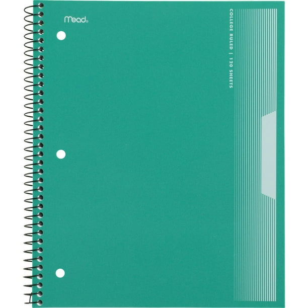 Mead Spiral Notebook, 3 Subject, College Ruled, 8 1/2" x 11", Green (820205FBWMT)