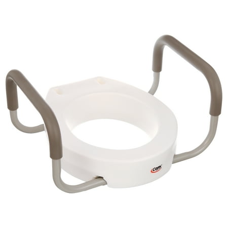 Carex Raised Toilet Seat with Handles, Standard Round Toilets, Adds 3.5" to Height, 250 lb Capacity