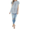 thumbnail image 4 of Chemise Femme Imprimé Léopard avec Manches à Volants Été Col Rond Chemise Vêtements Femme, Bleu, m, 4 of 7