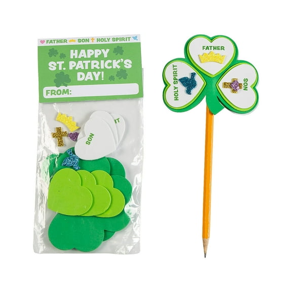 Fun Express Trinity Shamrock Pencil Topper Craft Kit - Makes 24