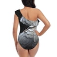 thumbnail image 5 of Picia White Red Cockatoo Pattern Women's One Piece Swimsuits,One Shoulder Swimwear Asymmetric ,Ruffle Monokinis Bathing Suits,High Waisted Flattering Bathing Suits-Large, 5 of 8