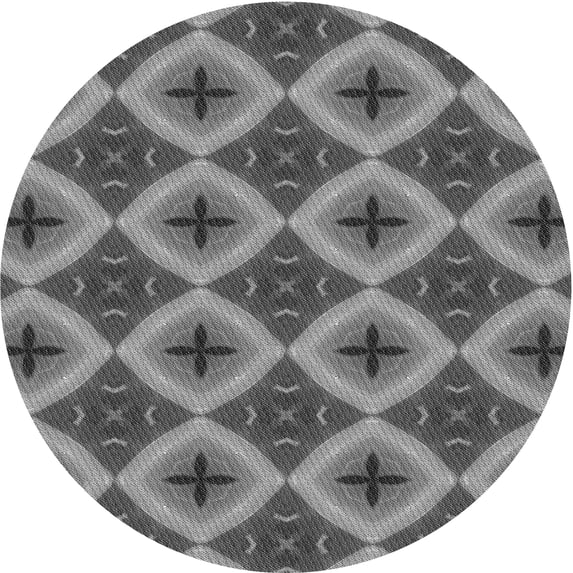 Ahgly Company Machine Washable Indoor Round Transitional Gunmetal Gray Area Rugs, 3' Round
