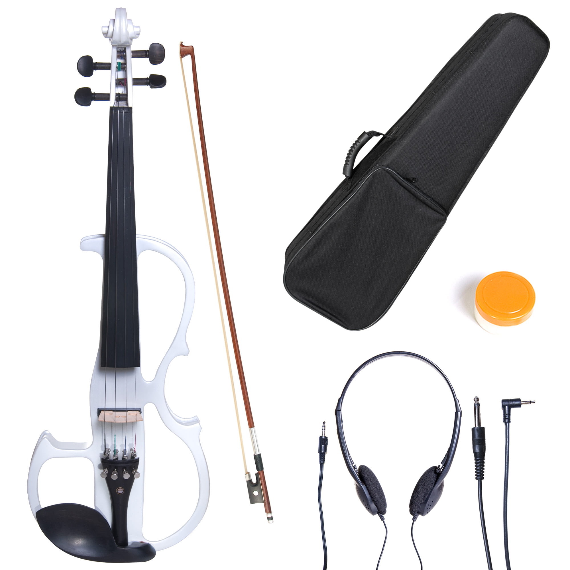 Cecilio 4/4 CEVN2W Solidwood Pearl White Electric/Silent Violin with
