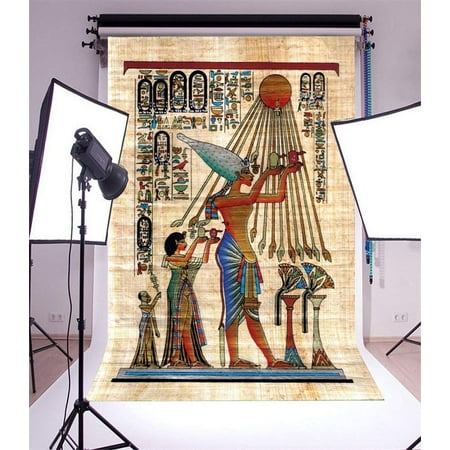 Image of ABPHOTO 5x7ft Photography Backdrop Wall Painting Tomb Ancient Egyptian Gods and Hieroglyphs Carving Art Historic Photo Background Backdrops