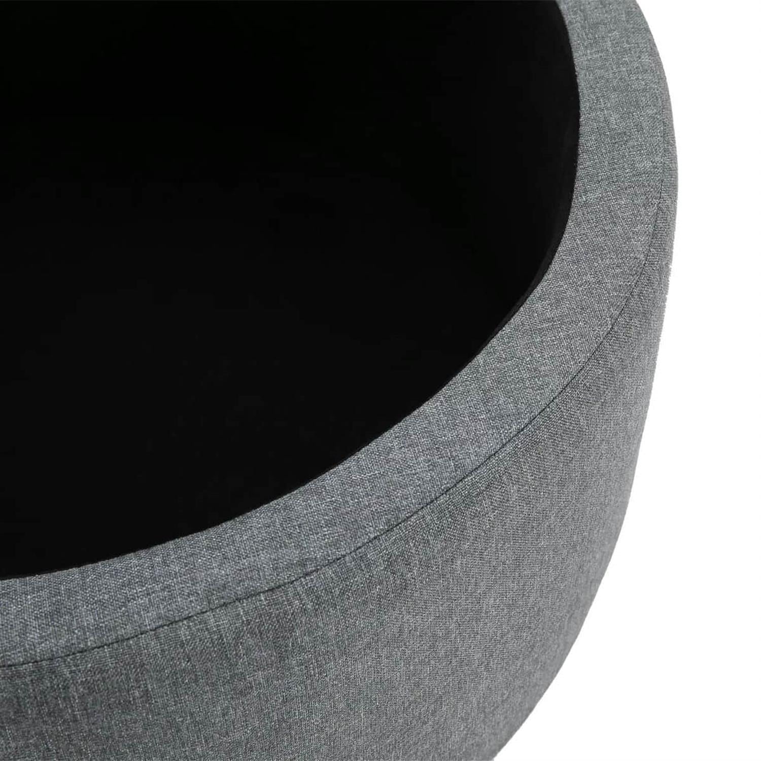 Demi Bonn 24" Round Ottoman Storage Footstool with Linen-touch Fabric, Removable Lid, Button Tufted Footrest for Living Room and Bedroom, Gray