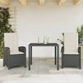thumbnail image 1 of vidaXL 3 Piece Garden Dining Set with Cushions Black Poly Rattan, 1 of 5