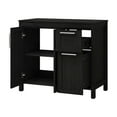 thumbnail image 4 of PULUOMIS 36 Inches Bathroom Vanity in Black Finish with Round Glass Vessel Sink, Single Bathroom Vanity with Top, 2-Door Cabinet and 2 Drawers, 4 of 17