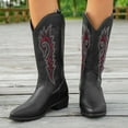 thumbnail image 6 of UngA Cowboy Boots Women Square Toe Cowgirl Boots Embroidered Mid Calf Western Boots Fashion Dress Low Chunky Heel Boots for Theme Party Country Concert Black,Size 10.5, 6 of 7