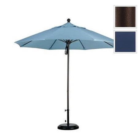 California Umbrella  9 ft. Fiberglass Pulley Open Market Umbrella - Bronze and Sunbrella-Navy - 9 ft. diameter canopy