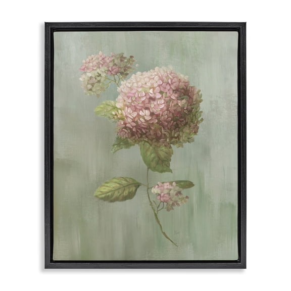 Stupell Industries Shabby Chic Single Hydrangea Bushel Black Floating Frame Canvas Art, 17 x 21, by Nan