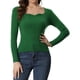 thumbnail image 1 of Suéter con Cuello en Forma de Corazón para Mujer Suéter de Manga Larga con Corte Entallado Jersay para Mujer Verde XS, 1 of 6