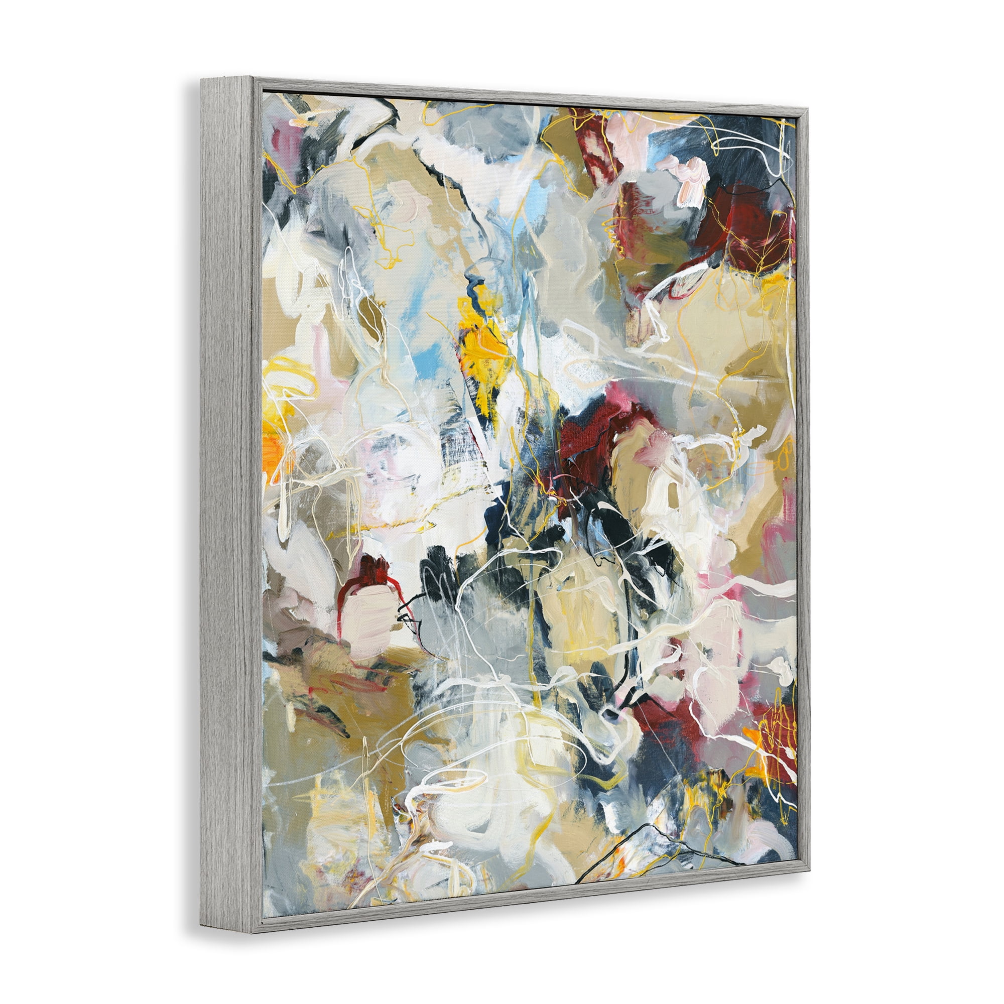 Energetic Frequency Abstract Gray Framed Giclee Art, design by Design Fabrikken