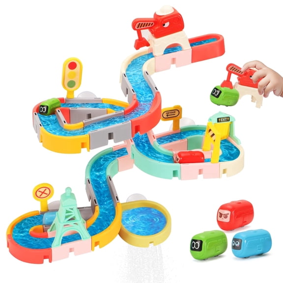 Bath Toys, Water Slide Building Track Toy for Toddlers 1-3, Bathtub Toys for Boys Girls, 47 Pcs