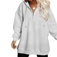 thumbnail image 4 of Womens Casual Loose Zipper Solid Color Long Sleeve Hoodies Sweatshirts Rayon Sweatshirt Long Loose Sweatshirts Women Womens Snap Front Sweatshirt All Sweatshirt with over Hoodies for Women Fall, 4 of 8