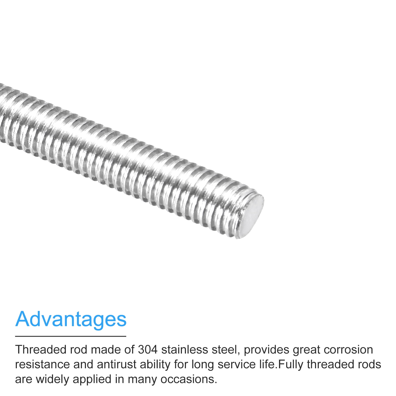 20Pack Fully Threaded Rod M6 x 150mm 1mm Thread Pitch 304 Stainless Steel Right Hand Threaded Rods Bar Studs