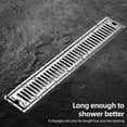thumbnail image 1 of Inch Linear Shower Drain 20 Inch with Hair Strainer 3In Outlet Smell Proof Modern 304 Stainless Steel Bathroom Floor Drain with Removable Grate Quick Drainage Rectangular Shower, 1 of 7