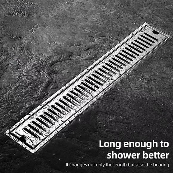 Drain Linear Shower Drain 24 Inch with Hair Strainer 3In Outlet Smell Proof Modern 304 Stainless Steel Bathroom Floor Drain with Removable Grate Quick Drainage Rectangular Shower
