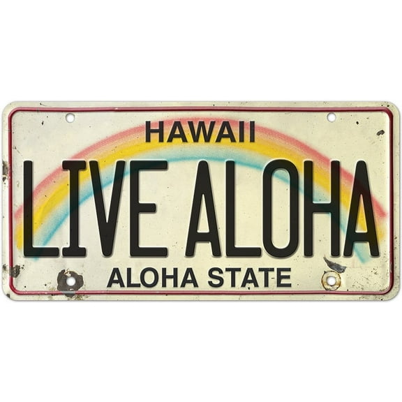Pacifica Island Art Vintage Hawaiian Embossed License Plate Wall Decal & Sticker