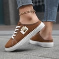 thumbnail image 5 of EliteGoogv Womens Slip On Sneakers Low Top Canvas Flat Shoes For Women Casual Comfortable Walking Footwear Brown US:7, 5 of 9