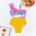 thumbnail image 6 of Gelikeya Girls Swimsuits Size 4-5 Ruffle Trim Spaghetti Straps 1 Piece Bathing Suit Summer Ice Cream Holiday Hawaiian Beach Swimwear (Toddlers, Z01-Purple), 6 of 6