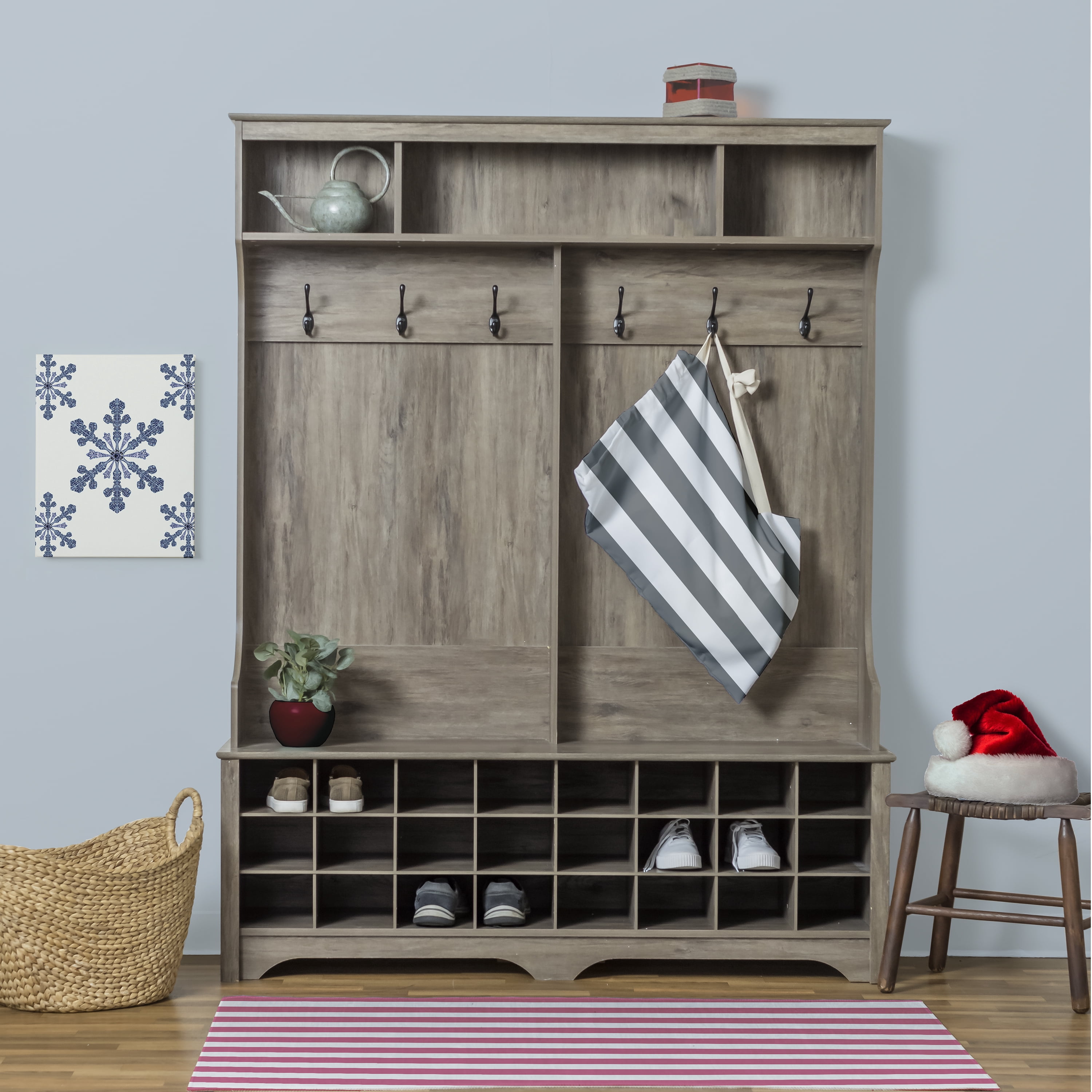 Simply Daisy Canvas Stripe 18 x 29 in Grey Laundry Bag