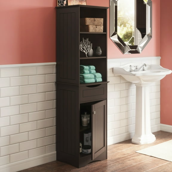 RiverRidge Ashland Collection Tall Linen Cabinet for Bathroom Storage