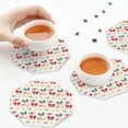 thumbnail image 7 of Lsque Retro bows Pattern 4" Drink Coasters Set of 6, Leather Absorbent Coasters, Table Coaster Set Decorative Coffee Cup Coasters Housewarming Gift,Octagon, 7 of 7