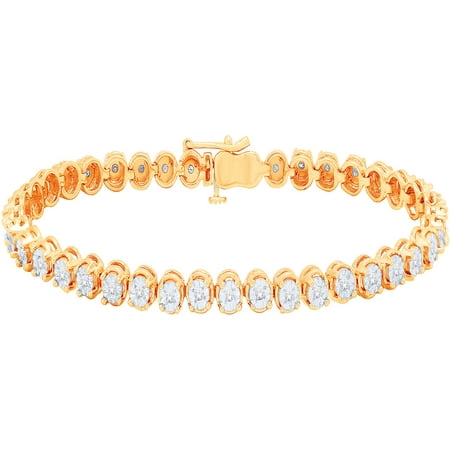 1/2 Carat T.W. Round Diamond Yellow Gold Plating over Sterling Silver Bracelet