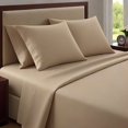 thumbnail image 4 of Alive Pixels Fitted Sheet Sand Solid 100% Cotton 1-Pc 12" Inch Pocket 410TC (Full, Sand), 4 of 5