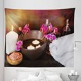 thumbnail image 1 of Perfume Tapestry, Oriental Relaxing Spa Bowl Essential Oils Mineral Salt Candles Towel Orchid Photo, Fabric Wall Hanging Decor for Bedroom Living Room Dorm, 5 Sizes, Multicolor, by Ambesonne, 1 of 1