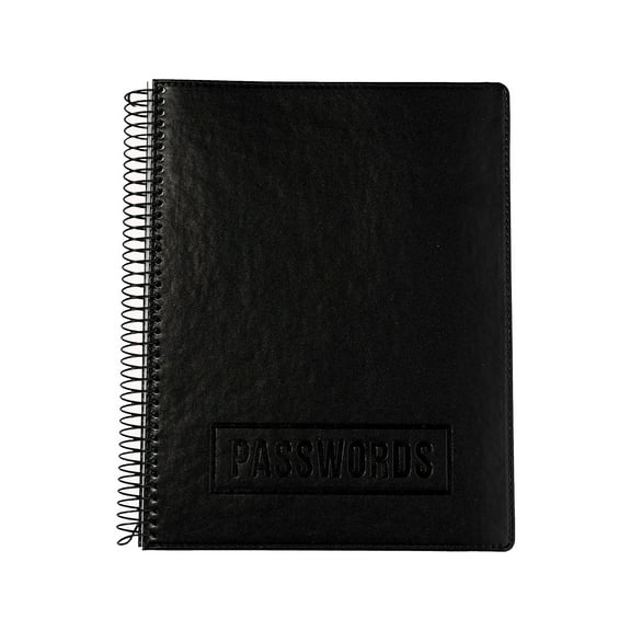 RE-FOCUS THE CREATIVE OFFICE 7.6" x 10" Executive Password Book Faux Leather Black (10007)