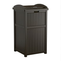 Premium 33 Gal Hideaway Outdoor Backyard Garbage Can with Secure Lid, Java Brown