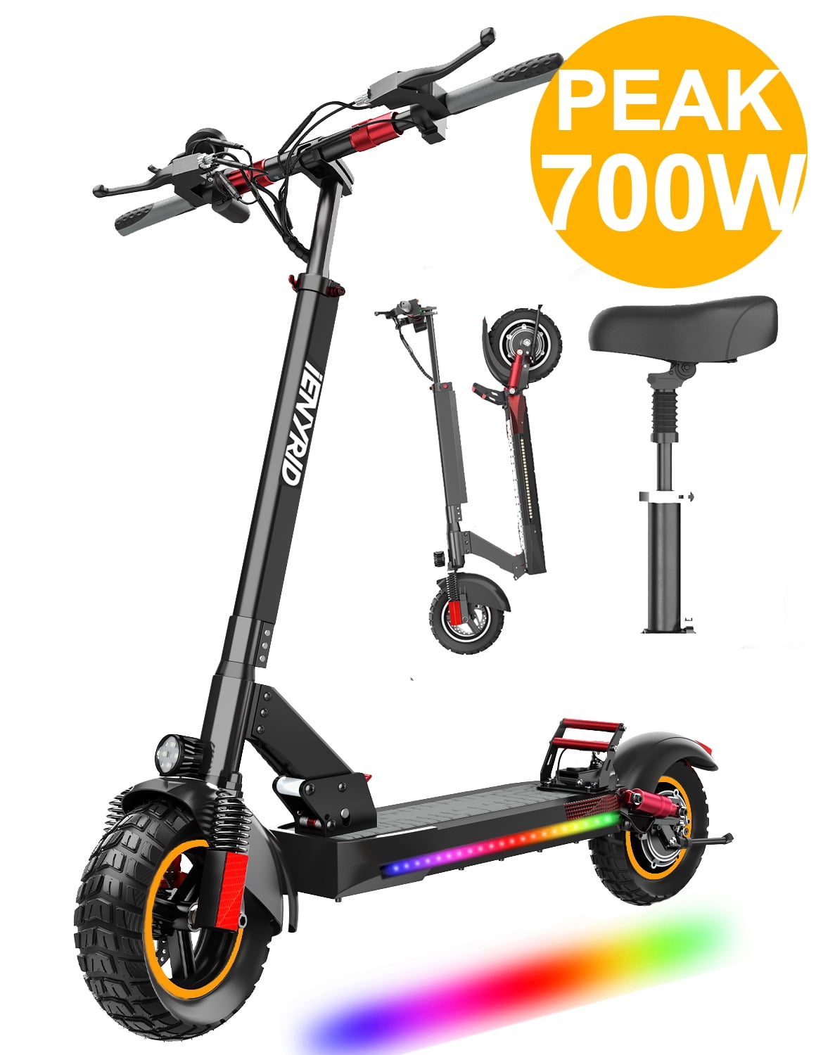 IENYRID Electric Scooter 700W 28 mph & 25 Kick Scooter 10" Tires E Scooter Adult Teens - Walmart.com