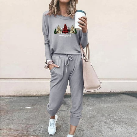 

Thermal clothes for women Christmas Sweatsuits For Women Xmas Pajamas Sets Long Sleeve Top And Sweatpants Two Piece Tracksuit CHMORA