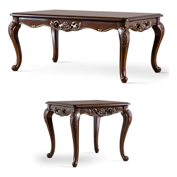 Furniture of America Adelaide Wood 2-Piece Coffee Table Set in Brown