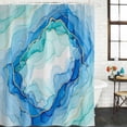 thumbnail image 2 of Teal Blue Ombre Marble Bathroom Shower Curtains with 12 Hooks Polyester Waterproof Shower Curtain for Stalls and Bathtubs Abstract Art Marble Fluid Decorative Bathroom Privacy Curtain 36x78 Inches, 2 of 8