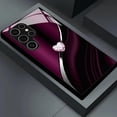 thumbnail image 7 of Curve Double Heart Hard Case for Samsung, Sparkling Heart Hard Case for Samsung 21/22/23/24/25/26 Series, Romantic Pink Curved Glass Phone Cases (Purple,for Samsung Galaxy S25 Ultra), 7 of 7