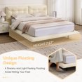 thumbnail image 4 of Christopher Knight Home PU Leather Queen Bed Frame with LED Lights, Button-Tufted Headboard, Beige, 4 of 10