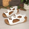 thumbnail image 5 of YgkuHd Women's Casual Wedge Sandals Fish Mouth Open Toe Cutout Upper Design Elastic Back Strap Low Wedge Heel White,8.5, 5 of 9