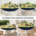 thumbnail image 7 of Elastic Table Cover Round Tablecloth with Tropical Paradise and Summer Beach Palm Trees Designs, Waterproof and Stain-Resistant Vinyl, Backed for Secure Fit and Heat Resistance, 7 of 7