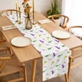 thumbnail image 3 of Table Runner 48 Inches Long for Kitchen Dining, Spring Easter Dresser Scarf Farmhouse, Dining Table Decorations for Wedding/Parties, Yellow Green Purple Bunny Botanical 13 x 48 In, 3 of 8