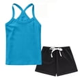thumbnail image 3 of Piuwrlz Girls 2 Piece Outfit Sets Tank Top and Shorts Set Crew Neck Blue Size 8 Years, 3 of 9