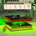 thumbnail image 4 of Red LED Square Coffee Table: 2-Tier Modern High-Gloss Wood Center Table with Storage for Living Room, Contemporary Tea Table for Dining & Reception Areas, 4 of 9