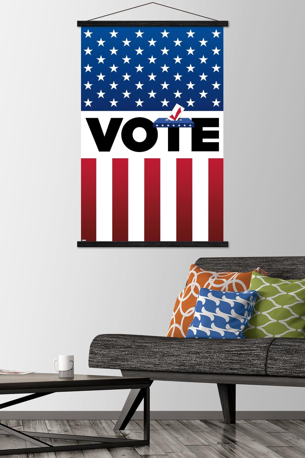 Vote Wall Poster with Wooden Magnetic Frame, 22.375" x 34"
